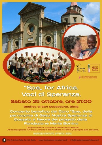 Biella, “Spe, for Africa. Voci di Speranza” alla Basilica di San Sebastiano il concerto benefico