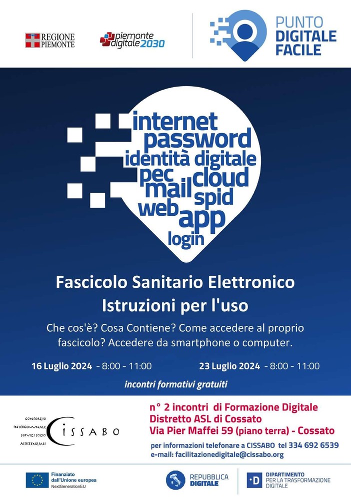 Fascicolo Sanitario Elettronico: due incontri a Cossato.