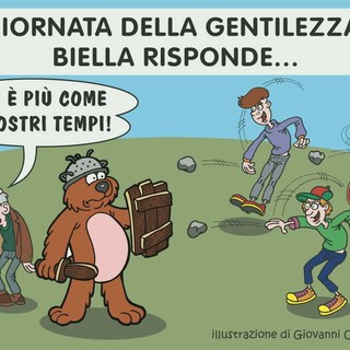 Giornata della gentilezza? A Biella gli anziani schivano pietre - Illustrazione di Giovanni Cavallo