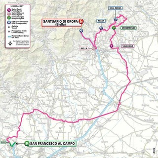 Giro d'Italia, il percorso nel Biellese da Villanova a Oropa