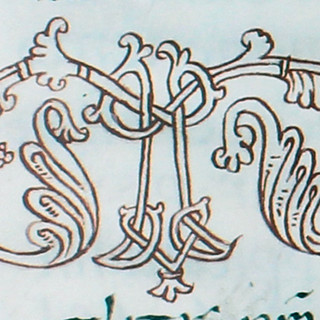 Nell’immagine: capolettera “M”, Sacramentarium Episcopi Warmundi (Sacramentario del Vescovo Warmondo di Ivrea): fine secolo X, Ivrea, Biblioteca Capitolare, Ms 31 LXXXVI). Priuli Verlucca,1990, copia posseduta a Biella dal Comm. Mario Coda