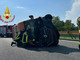 Incidente stradale sull’A4, furgone capovolto sul fianco a Villarboit Incidente stradale sull’A4, furgone capovolto sul fianco a Villarboit