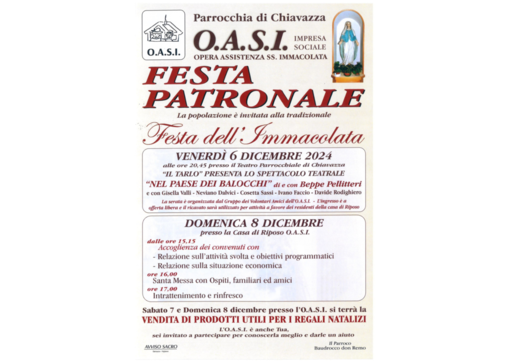 Chiavazza celebra la Festa dell’Immacolata all'OASI: un weekend di tradizione, fede e solidarietà