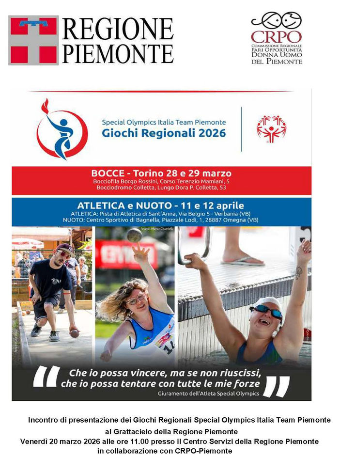 In Piemonte i Giochi Regionali Special Olympics: 370 atleti verso i Giochi Nazionali di Lignano Sabbiadoro