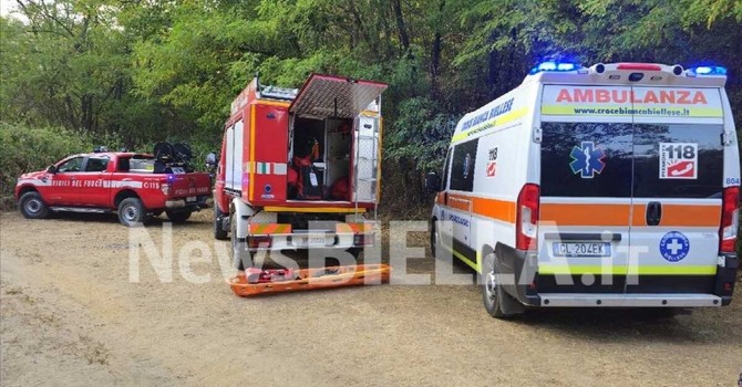 Ferito sul greto del torrente Elvo, soccorso un uomo a Occhieppo Superiore (foto di Mauro Benedetti per newsbiella.it)