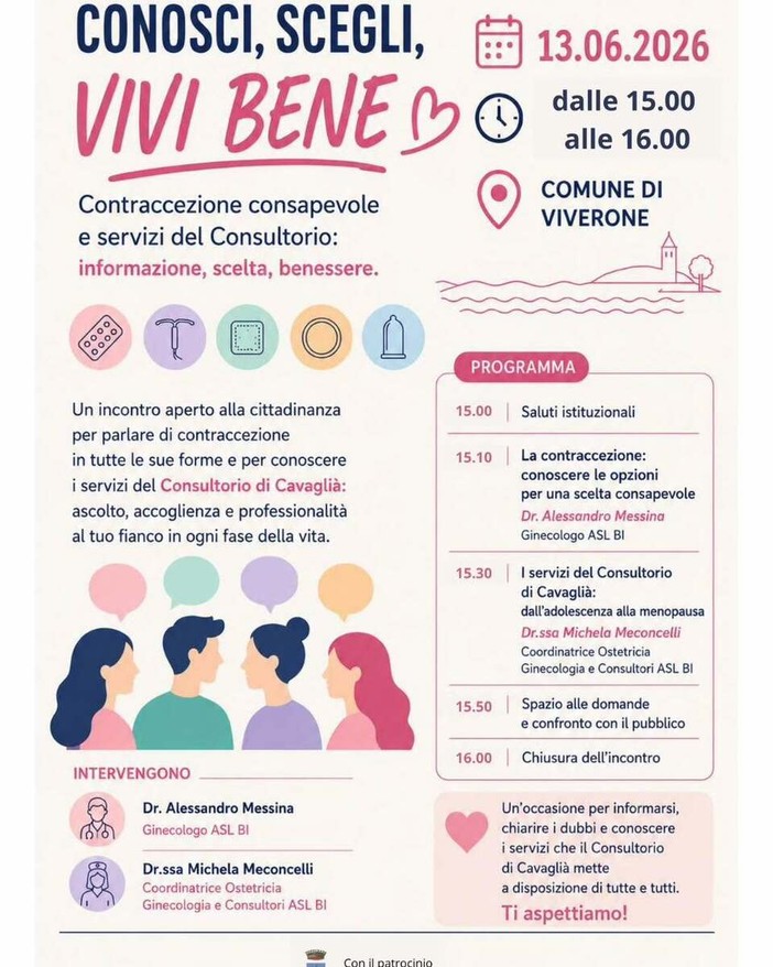 Conosci, scegli, vivi bene: incontro a Viverone, focus anche sui servizi del Consultorio di Cavaglià