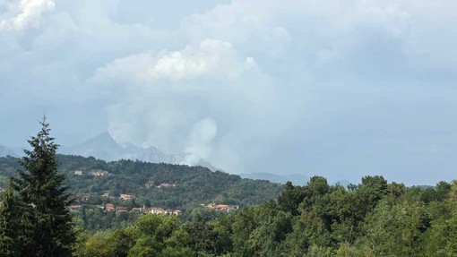 Incendio al Monte Barone, il fumo arriva fino a Casapinta Incendio al Monte Barone, il fumo arriva fino a Casapinta