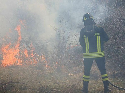 Sterpaglie a fuoco, intervento a Viverone (foto di repertorio)