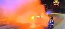 Borgosesia: auto a fuoco, in salvo il conducente FOTO e VIDEO
