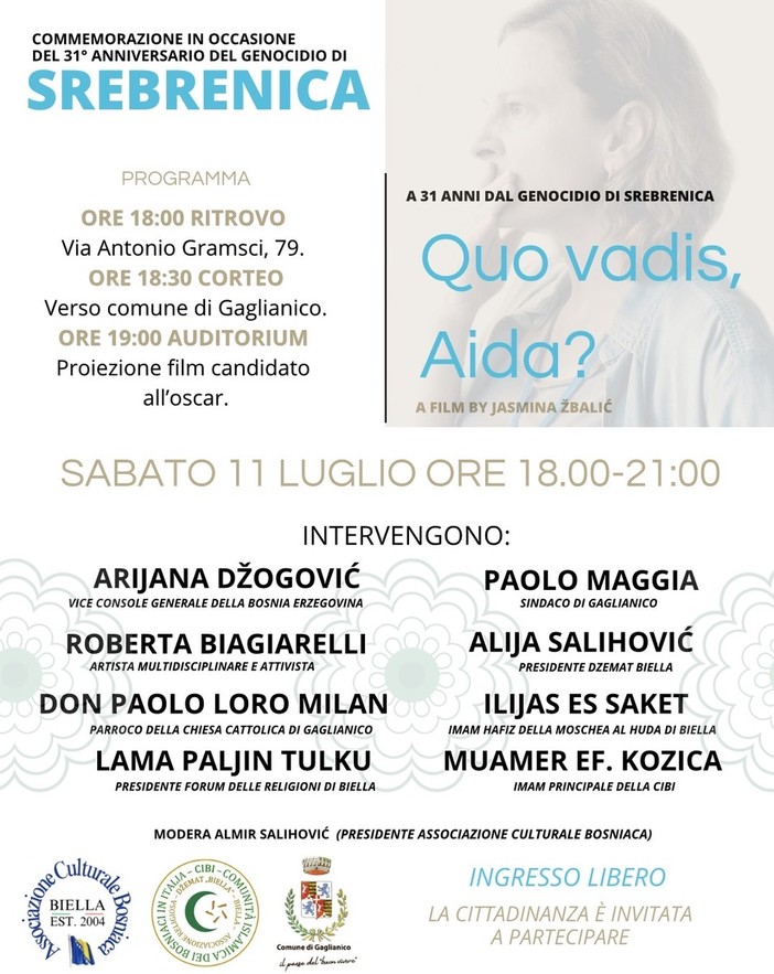 A Gaglianico si ricorda il genocidio di Srebrenica