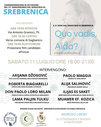 A Gaglianico si ricorda il genocidio di Srebrenica A Gaglianico si ricorda il genocidio di Srebrenica