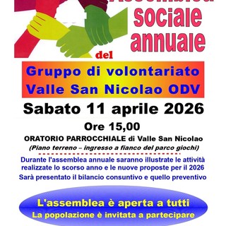 Il Gruppo di volontariato Valle San Nicolao ODV sabato vota il bilancio