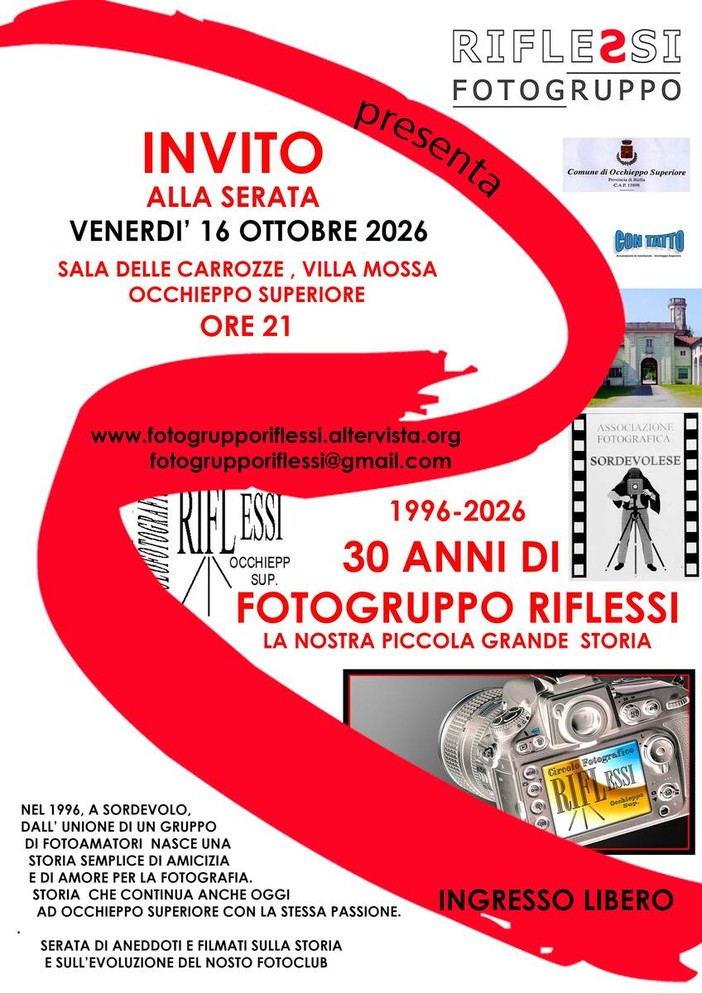 Occhieppo Superiore, Fotogruppo Riflessi festeggia trent’anni a Villa Mossa Occhieppo Superiore, Fotogruppo Riflessi festeggia trent’anni a Villa Mossa