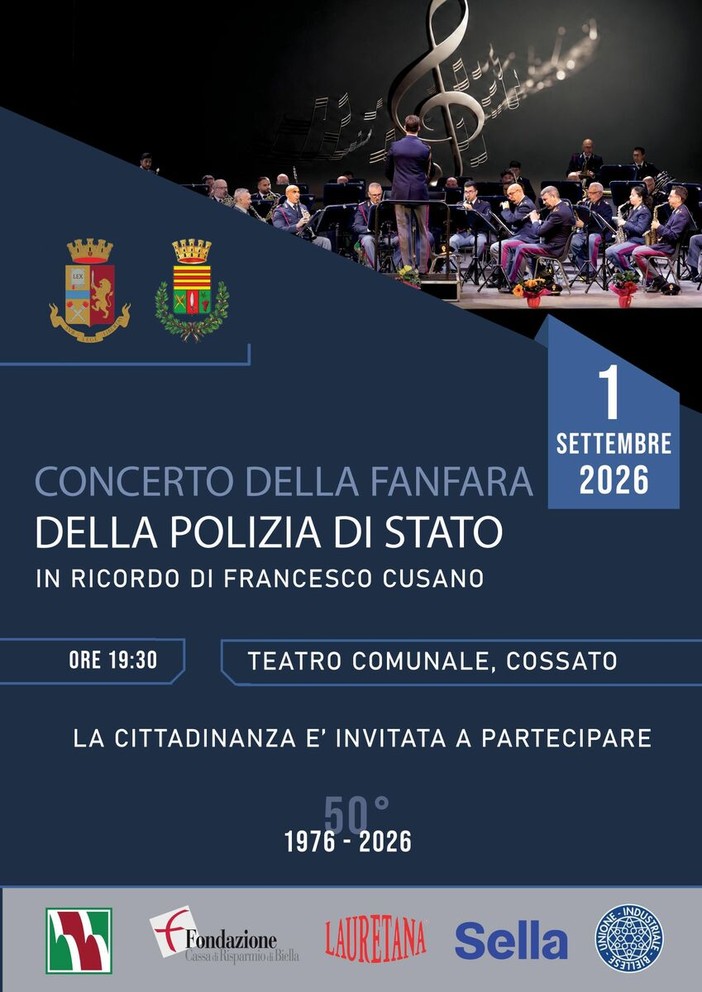 La fanfara della Polizia di Stato in concerto a Cossato in ricordo del Vice Questore Cusano