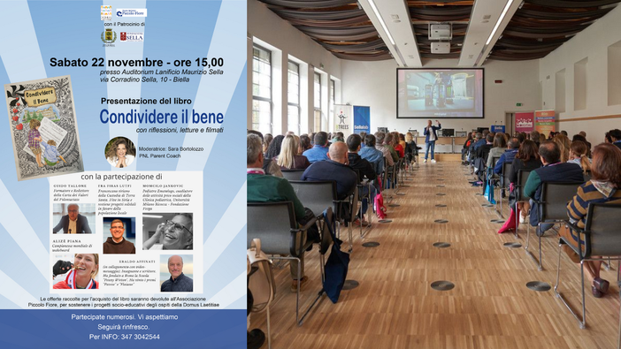 Biella, l'Associazione Piccolo Fiore - Domus Laetitiae presenta il libro “Condividere il Bene”