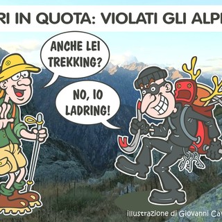 Alpeggi biellesi nel mirino dei vandali: l'inciviltà sale in quota - Illustrazione di Giovanni Cavallo
