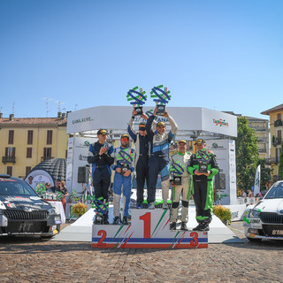 Rally Lana, torna la 38ª edizione: il 24 e 25 ottobre la sfida a Biella. Nella foto in allegato (Foto Archivio Aci Sport) Il podio 2024
