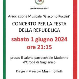 A Gaglianico sabato il concerto per la Festa della Repubblica