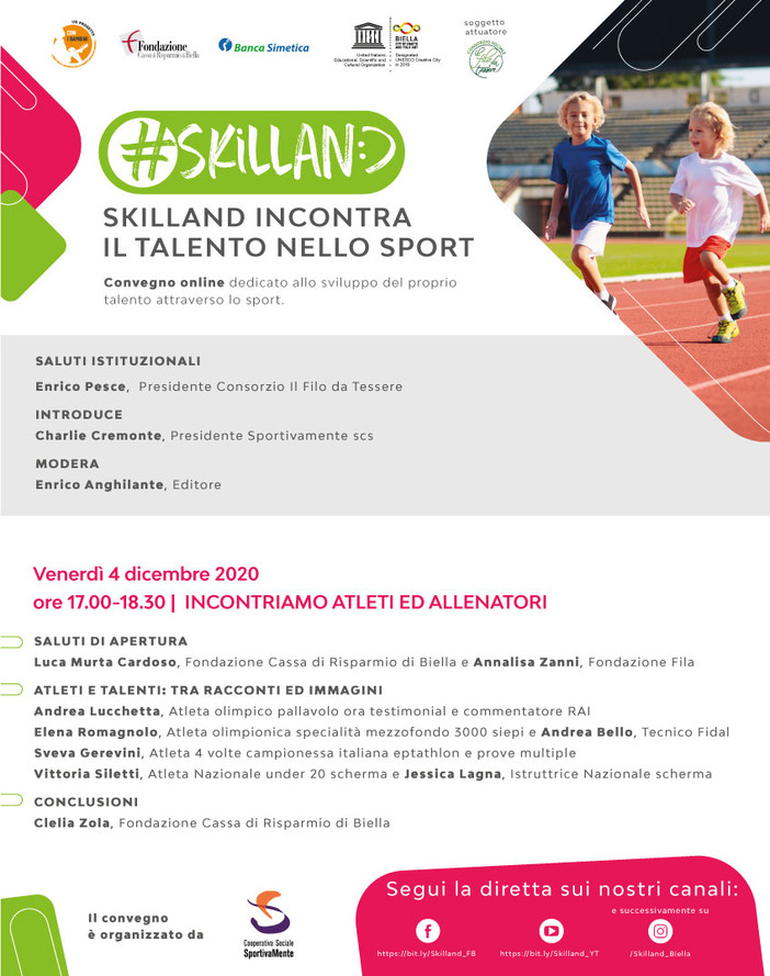 Andrea Lucchetta, Elena Romagnolo e Sveva Gerevini domani a "Skilland incontra il talento dello sport" Andrea Lucchetta, Elena Romagnolo e Sveva Gerevini domani a "Skilland incontra il talento dello sport"