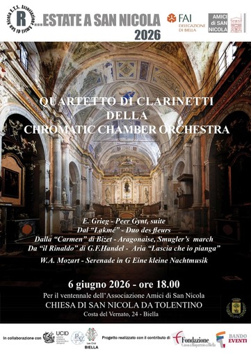 A Biella un concerto per il ventennale dell'Associazione Amici di San Nicola