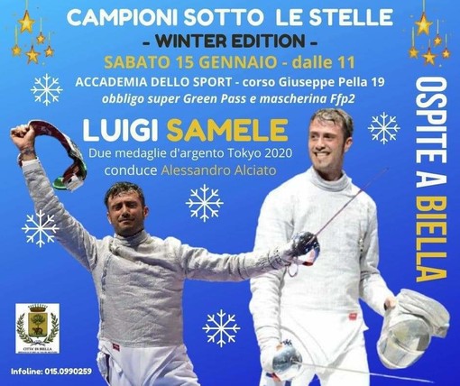 Campioni sotto le stelle, a Biella l’argento olimpionico di scherma Luigi Samele
