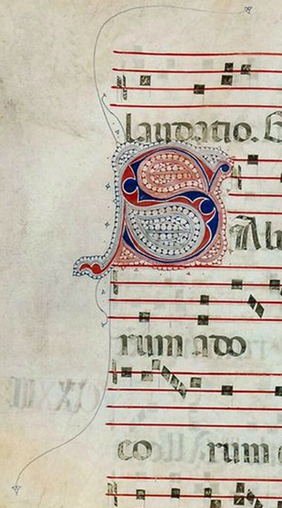 Nell’immagine: l’incipit, “S”, in Giampaolo Mele (a cura di), Die ac Nocte. I Codici Liturgici di Oristano dal Giudicato di Arborea all’età spagnola (secoli XI-XVII), Cagliari: AMD Edizioni, 2009