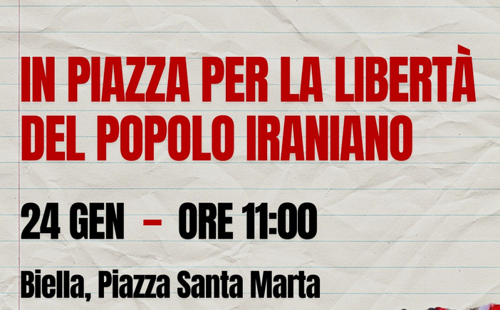 Biella scende in piazza per la libertà del popolo iraniano Biella scende in piazza per la libertà del popolo iraniano