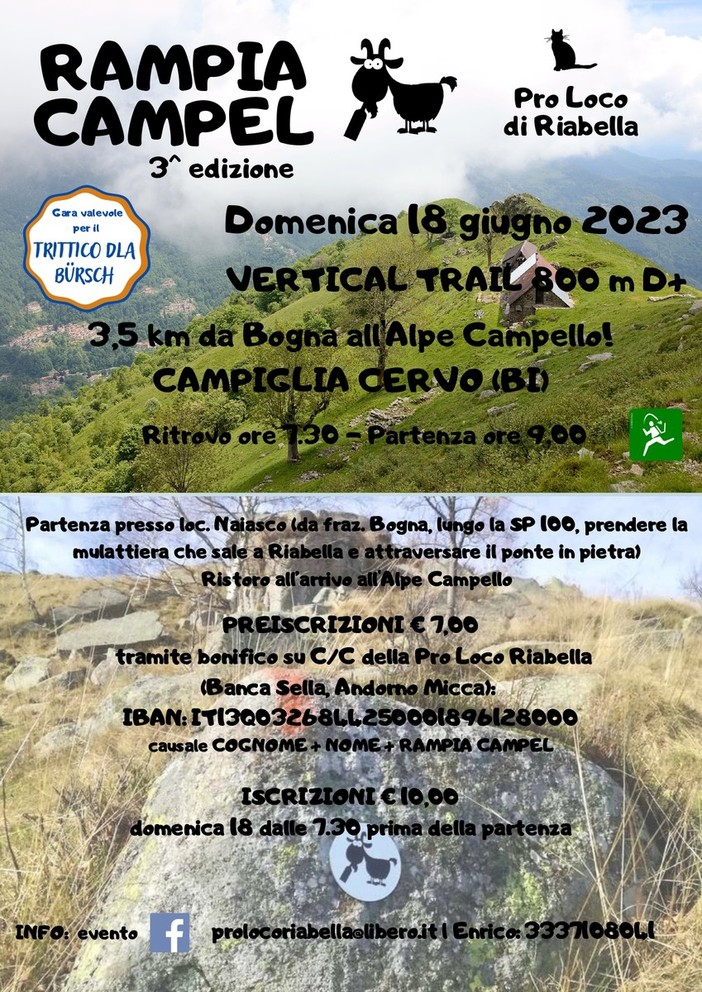 Torna il Rampia Campel, vertical trail a Campiglia Cervo Torna il Rampia Campel, vertical trail a Campiglia Cervo
