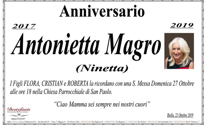 Anniversario - Antonietta Magro (Ninetta)