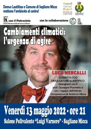 Luca Mercalli questa sera alla Domus Laetitiae per parlare dei cambiamenti climatici