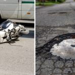 Valle Mosso, centra una grande buca e cade in moto