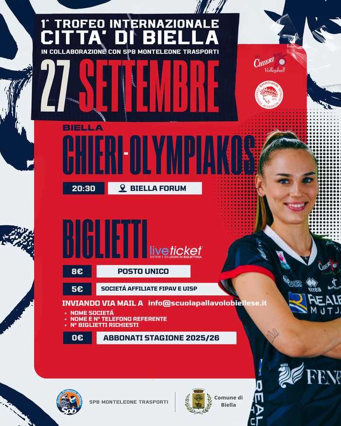 Chieri ’76–Olympiakos accende il Biella Forum: 1° Trofeo Internazionale Città di Biella