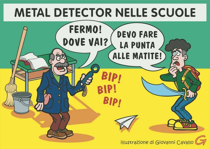 Sicurezza a scuola, il Biellese frena: “I metal detector non sono la soluzione” - Illustrazione di Giovanni Cavallo