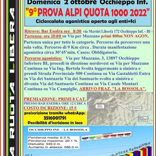 Occhieppo Inferiore, cicloscalata Occhieppo - La Bossola