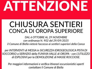 Oropa, lavori con esplosivi: chiudono i sentieri escursionistici foto Matilde Bettio