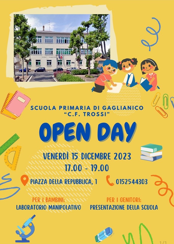 Open day all'Istituto comprensivo di Gaglianico, ecco le date