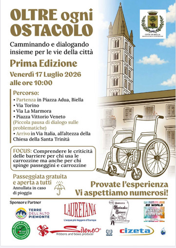 Oltre ogni ostacolo, arriva a Biella la passeggiata di sensibilizzazione urbana Oltre ogni ostacolo, arriva a Biella la passeggiata di sensibilizzazione urbana