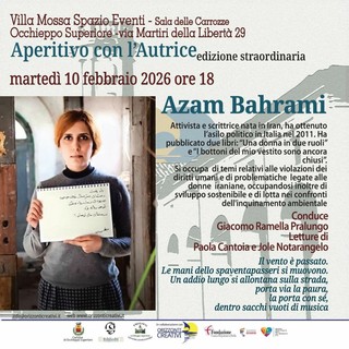 Occhieppo Superiore, “Aperitivo con l’Autrice” con Azam Bahrami a Villa Mossa