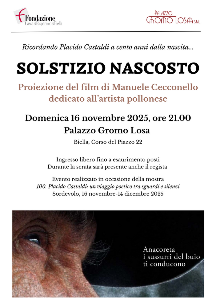 A cent’anni dalla nascita, Biella ricorda Placido Castaldi: in anteprima il film “Solstizio Nascosto”