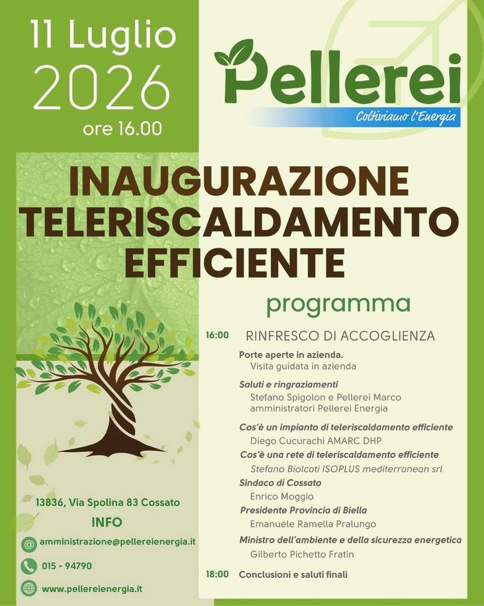 Cossato, Pellerei Energia inaugura la nuova rete di teleriscaldamento