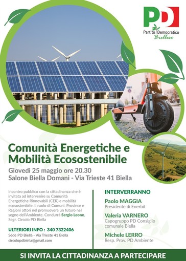 Comunità energetiche e mobilità ecosostenibile, domande e risposte nella sede del Pd Biella