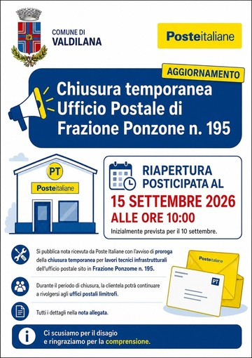 Valdilana, l'ufficio postale riaprirà il 15 settembre Valdilana, l'ufficio postale riaprirà il 15 settembre