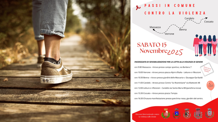 Biellese, comuni uniti contro la violenza di genere: il 15 novembre “Passi in Comune” Biellese, comuni uniti contro la violenza di genere: il 15 novembre “Passi in Comune”
