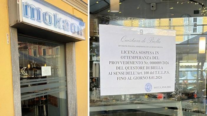 Biella, bar chiuso per 4 giorni: era il punto di ritrovo per 13 pregiudicati