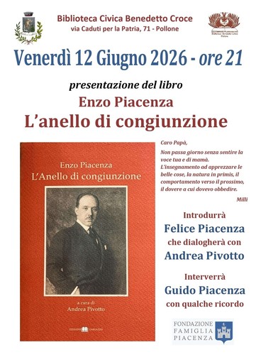 Un libro dedicato a Enzo Piacenza, la presentazione a Pollone Un libro dedicato a Enzo Piacenza, la presentazione a Pollone