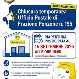 Valdilana, l'ufficio postale riaprirà il 15 settembre