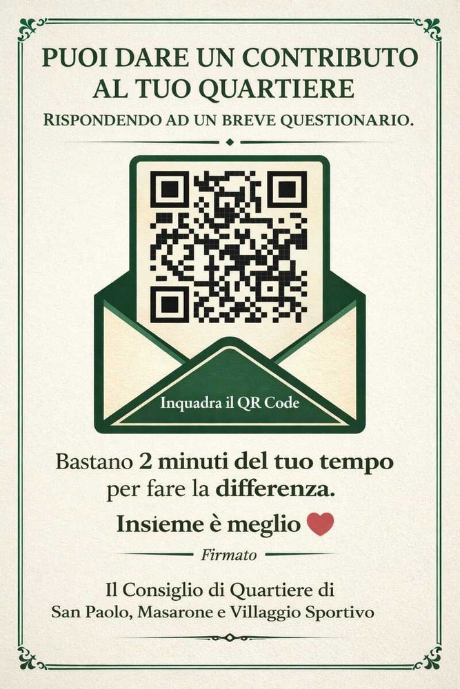 Dal consiglio di quartiere San Paolo, Masarone e Villaggio Sportivo un questionario per i cittadini