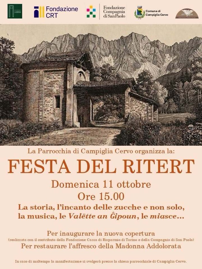 Campiglia Cervo, festa per il recupero della cappella del Ritert Campiglia Cervo, festa per il recupero della cappella del Ritert