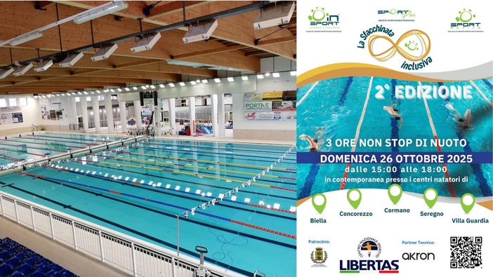 Biella, 2a edizione della &quot;Sfacchinata Inclusiva&quot;: tre ore di nuoto non stop