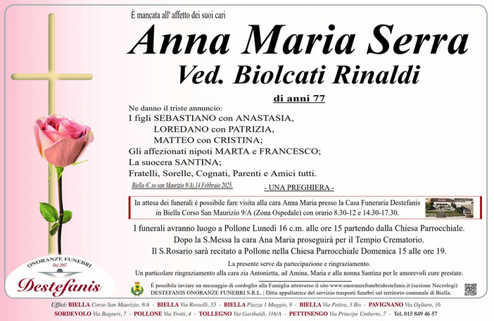 Anna Maria Serra, ved. Biolcati Rinaldi